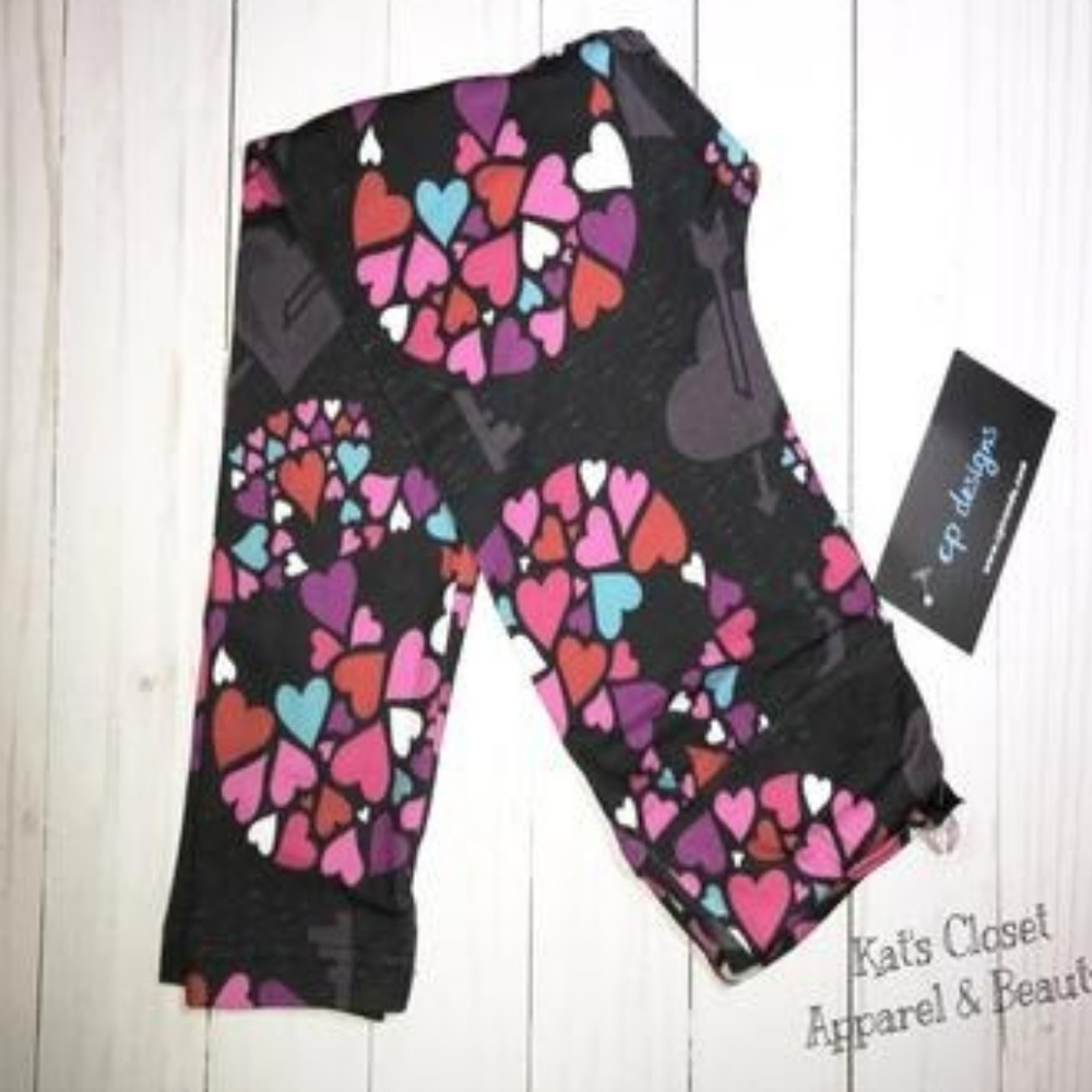 Kids Valentine Hearts Skull Leggings